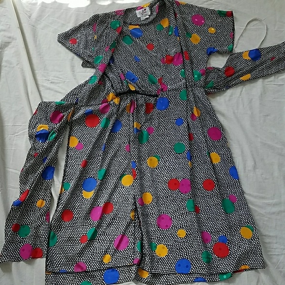 SOLD - Vintage Rainbow Polka Dot Dress - Picture 8 of 8